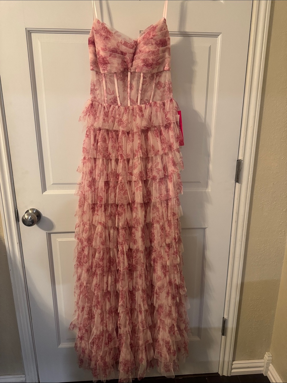 Pink Floral Ruffled Maxi Dress - Picture 1 of 5
